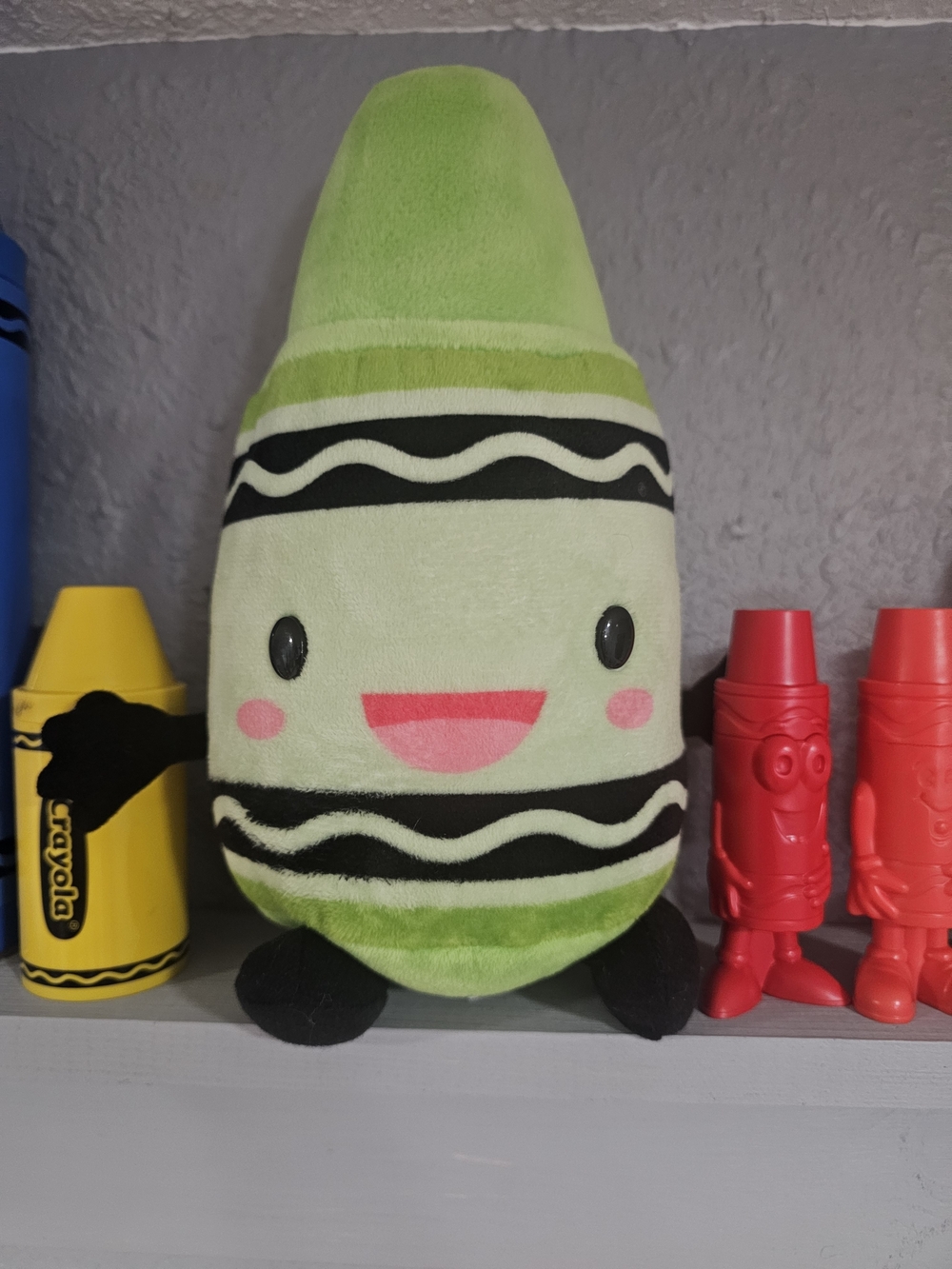 Crayola Green Plush Crayon Toy Face Kids Stuffie So Soft Light Green